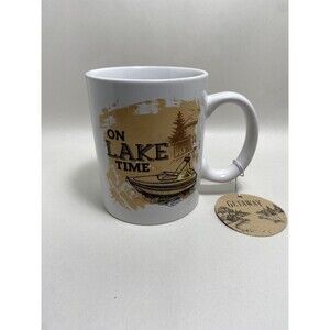 Lake Time Graphic Ceramic Coffee Mug 16 Oz New with Tag
